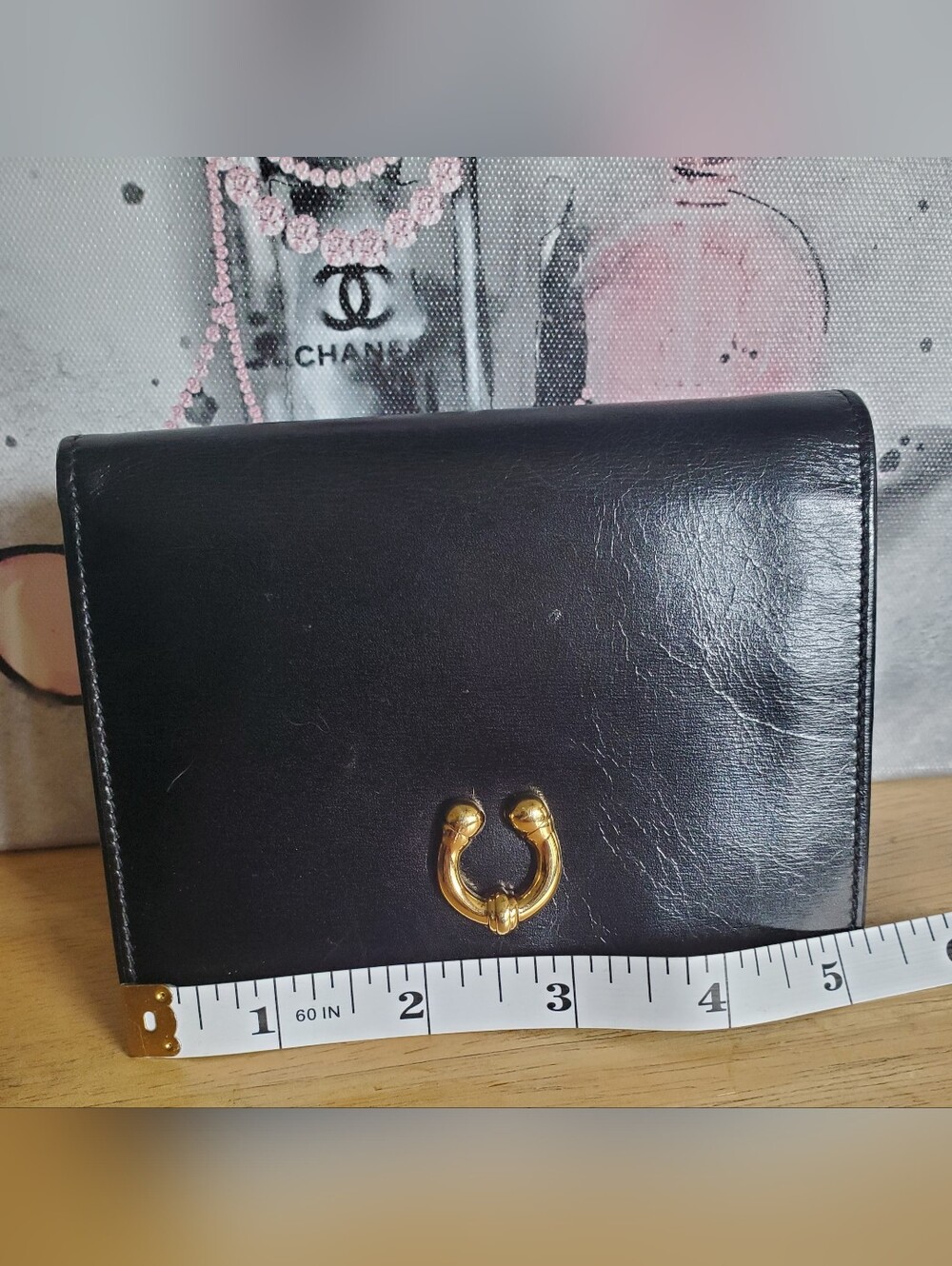 GUCCI Vintage Black Leather Horseshoe Bifold Wallet - Picture 10 of 11